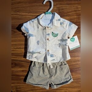 Little Planet Fish Print Shirt and Shorts Set